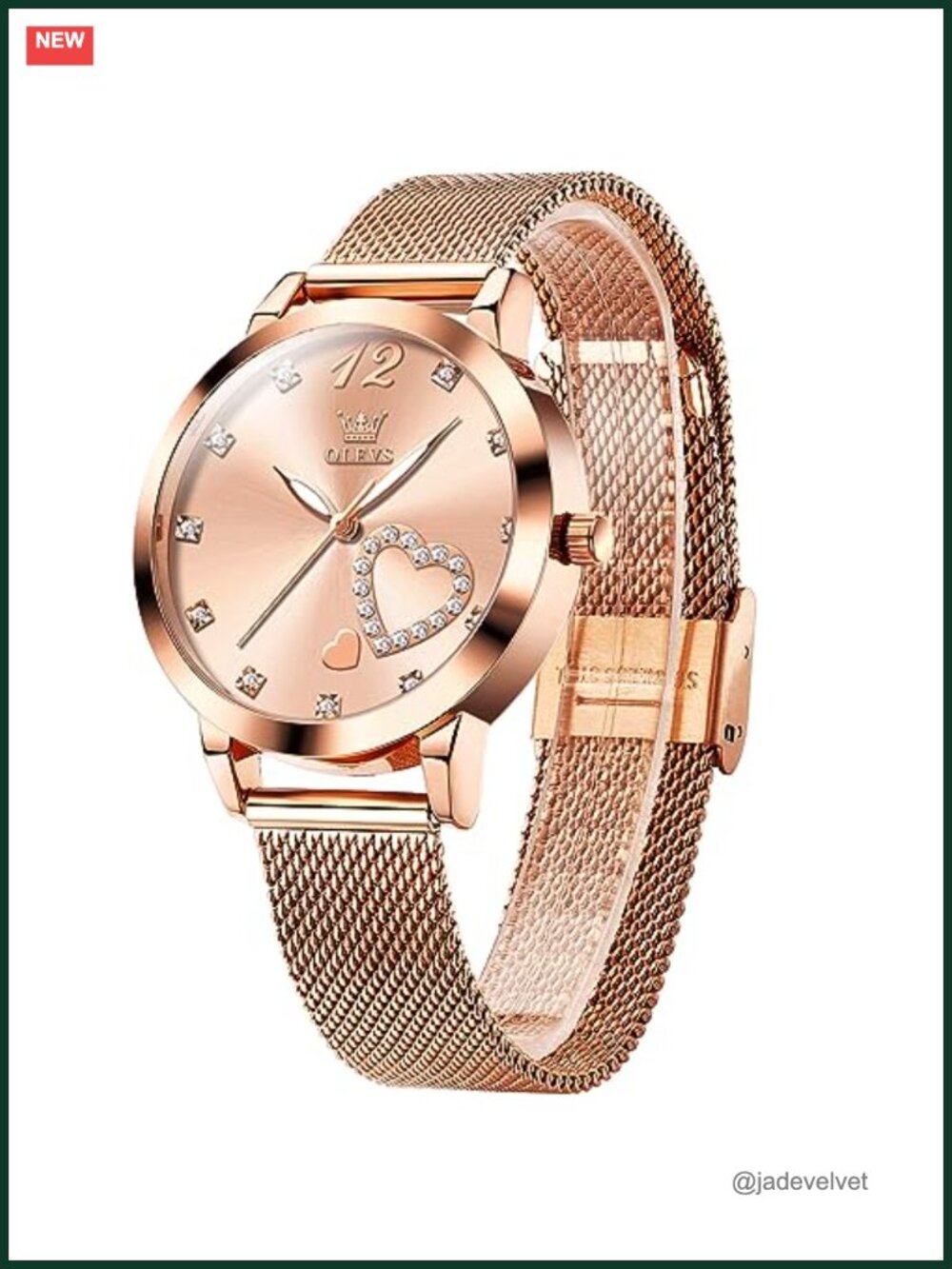 Elegant Rose Gold Small Wrist Watch Ladies Quartz Diamond Heart Dress